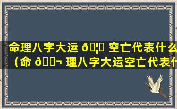 命理八字大运 🦅 空亡代表什么（命 🐬 理八字大运空亡代表什么生肖）